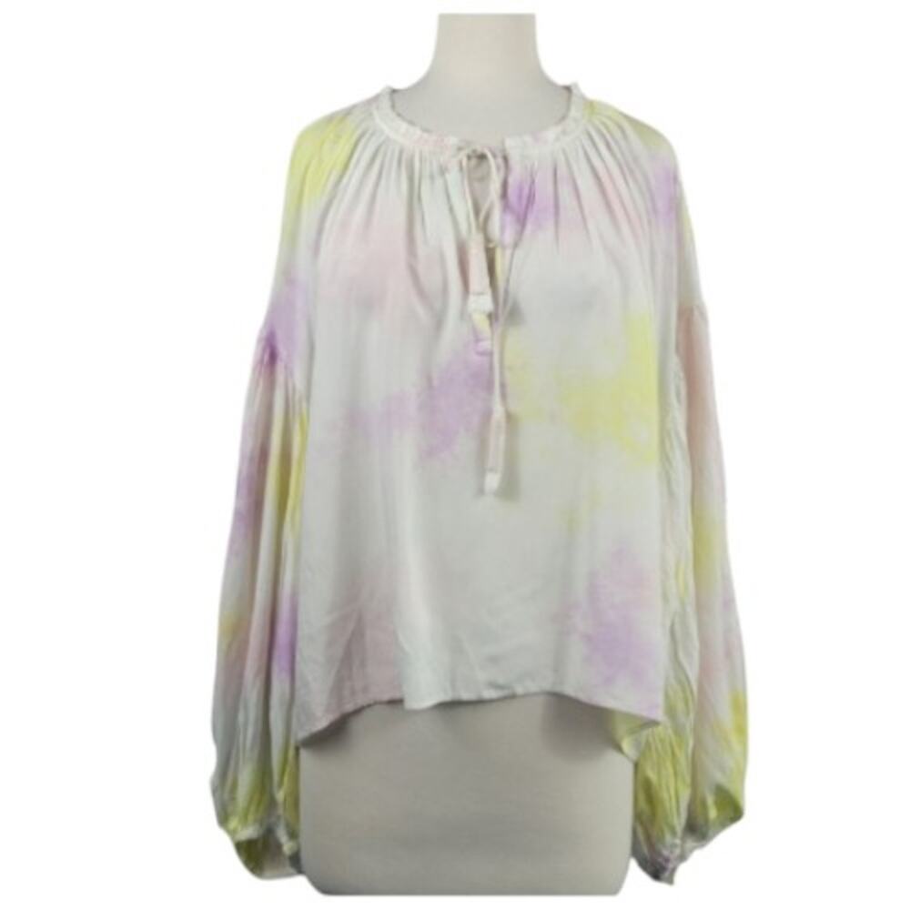 NWOT Revolve Saylor Mildred Blouse Top Purple Yellow Tie Dye Size Large